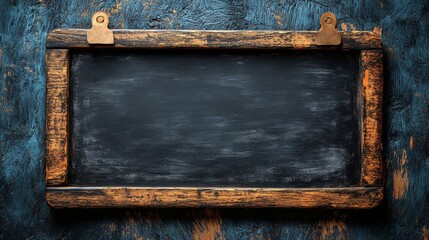 Rustic Wooden Blackboard with Blank Slate for Message or Announcement