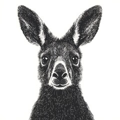 Naklejka premium Monochrome portrait of a young kangaroo.
