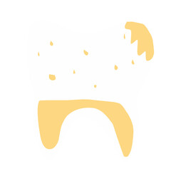 Illustration of damaged teeth. Cracked teeth. Cavities. Bleeding teeth. Tartar 