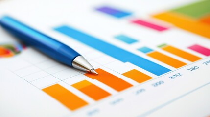 Business Analytics: Colorful Bar Graph and Blue Pen
