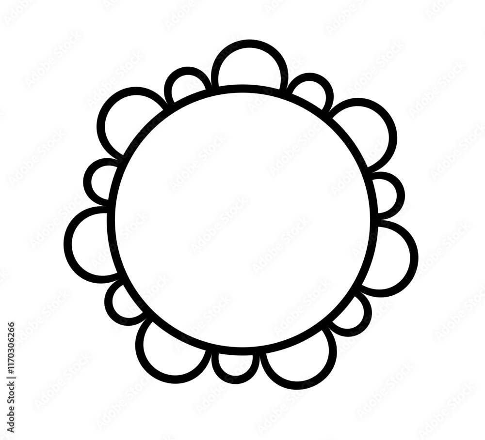 Aufkleber scalloped edge circle frame. simple round scalloped border. fabric lace pattern frame. repeat cute v