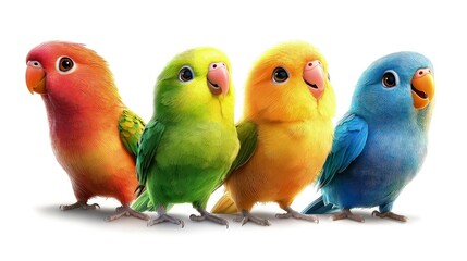 Naklejka premium Different collection of illustration lovebird isolated on white background