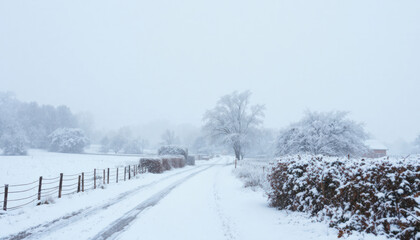 Winter Wonderland: Snow-Covered Country Road