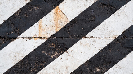 Fototapeta premium Distressed Asphalt Surface with Black and White Stripes