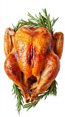 Food photography of Chicken roasted. Chicken roasted on white background.