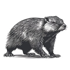 Fototapeta premium Engraved style illustration of a groundhog.
