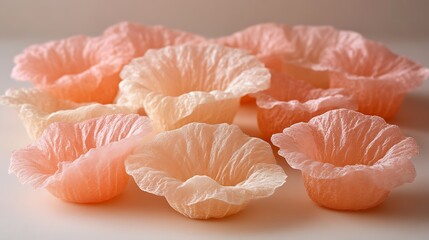Delicate Peach Colored Flower Shaped Vessels