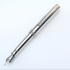 Highly detailed fountain pen on plain white background, showcasing elegance