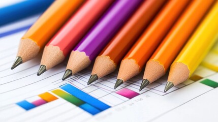 Obraz premium Vibrant Colored Pencils on a Chart: A Close-Up