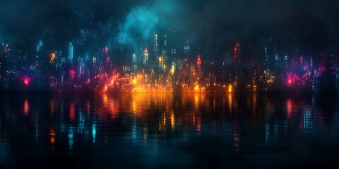 Fototapeta premium abstract city view with lighting