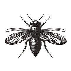 Vintage engraving of a bee isolated on white.