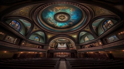 Obraz premium Majestic Interior of a Grand Church: Architectural Marvel