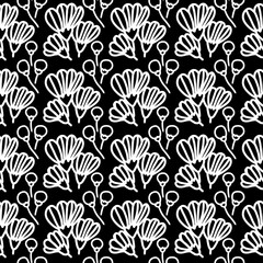 background, black and white pattern, flower pattern, leaves