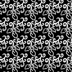 background, black and white pattern, flower pattern, leaves