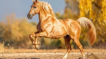 Majestic Palomino Horse in Autumn