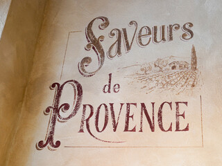 saveurs de provence french text paint on wall means flavors of provence france country with flowers...