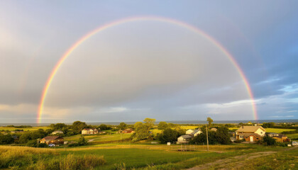 Fototapeta premium Rainbow over Rural Landscape