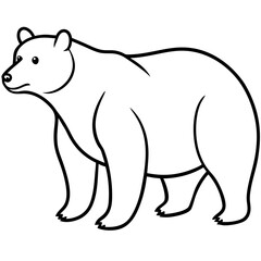Cute Silhouette of a Bear line art vector cartoon illustration