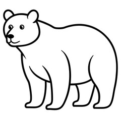 Cute Silhouette of a Bear line art vector cartoon illustration