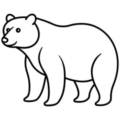 Cute Silhouette of a Bear line art vector cartoon illustration