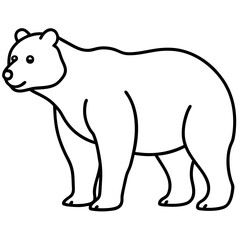 Cute Silhouette of a Bear line art vector cartoon illustration