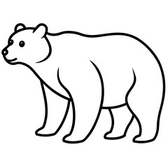 Cute Silhouette of a Bear line art vector cartoon illustration