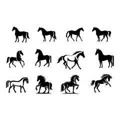 set of horse silhouettes.