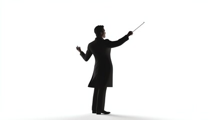 Dynamic maestro, classical music conductor in action, white background, 3D illustration