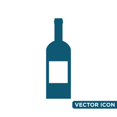 Simple Wine Bottle Icon Design Template 
