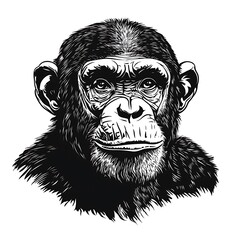 Fototapeta premium Black and white chimpanzee portrait. (2)