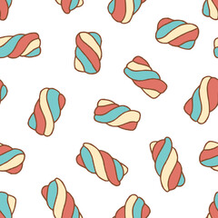 Marshmallow Vector Seamless Pattern illustration for Print, Wallpaper, Decoration.