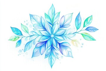Fototapeta premium A vibrant watercolor illustration of blue leaves, showcasing intricate details and blending shades, perfect for artistic projects.