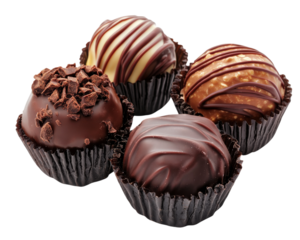 Delicious assorted chocolate in elegant dark wrappers, showcasing variety of textures and flavors. Perfect for gifting or indulging in sweet treat