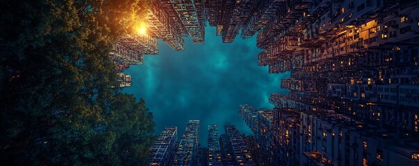 Fototapeta premium symmetrical photo of city structures
