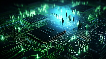 Futuristic Technology Abstract Background with Glowing Digital Circuit Patterns