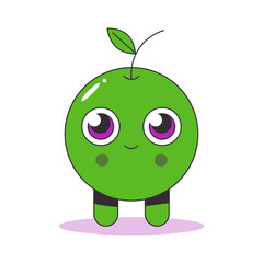 Cartoon Apple Character. App mascot. Flat vector illustration isolated on white background.