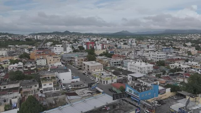 Aerial video over the city of Higuey Dominican Republic