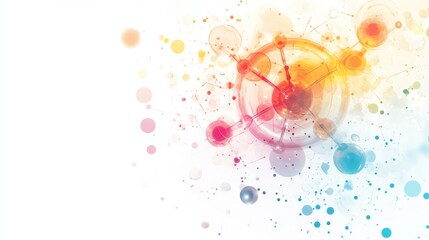 Futuristic Molecular Structure with Radiant Particles on Clean White Background for Design Campaigns