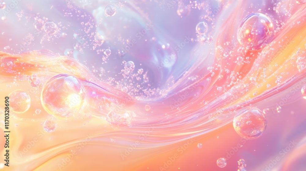 Poster luminescent particles and molecular patterns with soft bubbles - innovative banner design