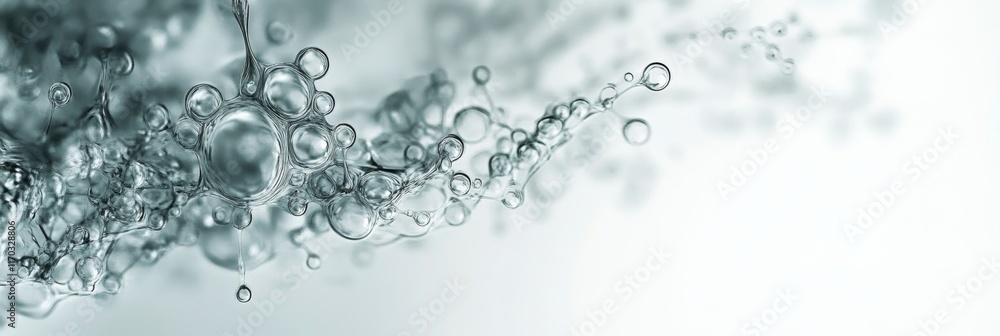 Aufkleber futuristic particle stream with molecular patterns and bubble accents on white background for banner