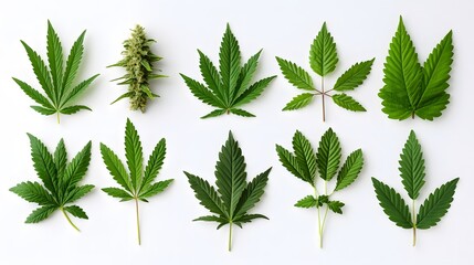 Exploring cannabis leaf variety detailed study of hemp plants indoor setting botanical photography close-up perspective