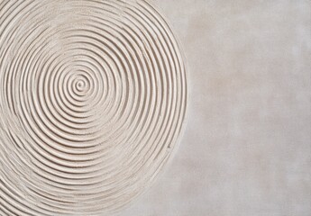 Circular Pattern of Textured Lines on Beige Background Surface
