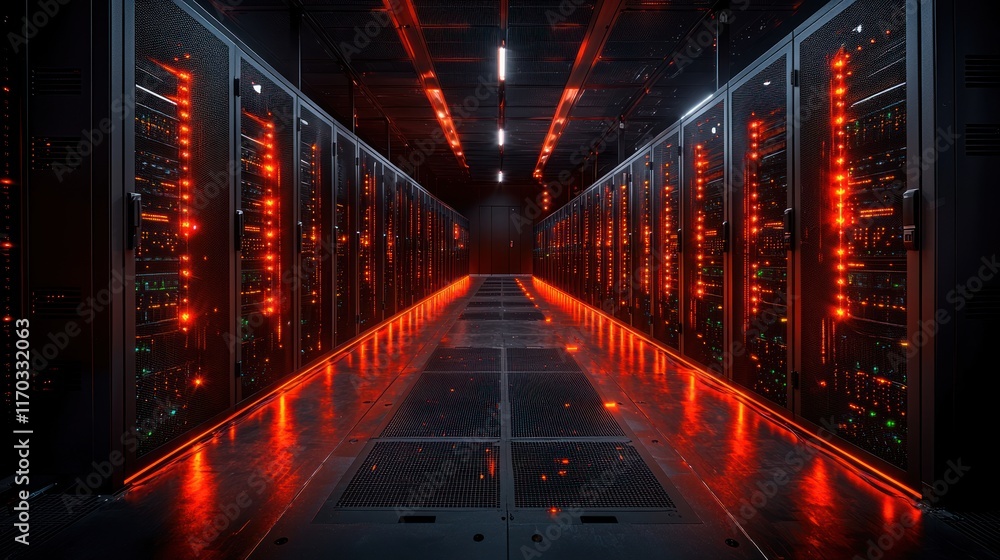 Poster illuminated data center: a glimpse into the heart of digital infrastructure