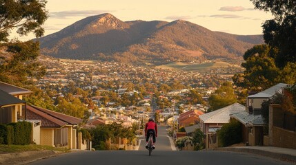 Cycling towards the Sunset in Hobart, Tasmania
