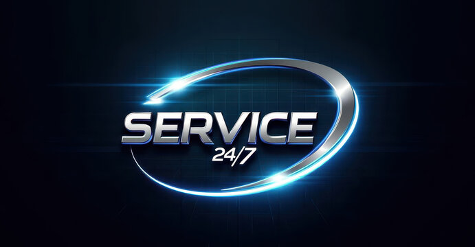 24/7 service availability concept for business branding and support visuals