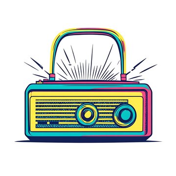 recommend clip art: Colorful retro radio with antenna.