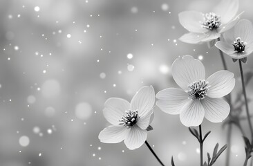 Delicate White Flowers in a Soft Gray Setting