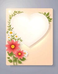 Floral Heart Design with Daisies and Red Flowers