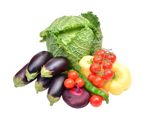 Fresh vegetables isolated on white