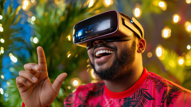 A concept of an entrepreneur using augmented reality glasses to view and interact with digital innovations and technological breakthroughs for business development